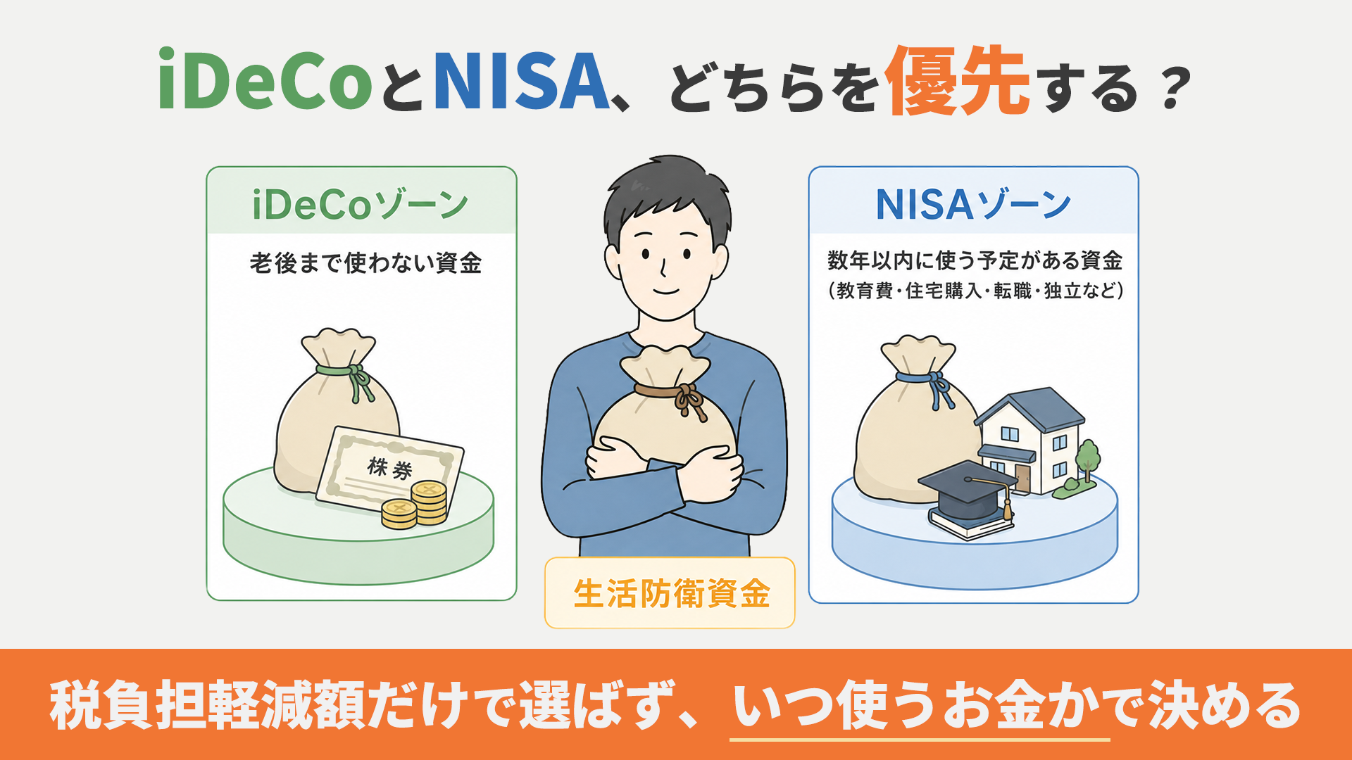 iDeCoとNISAの使い分けを表現する画像